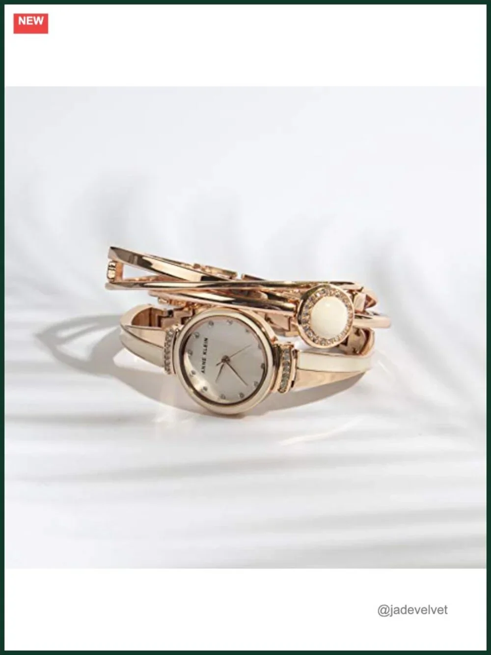 Anne Klein Crystal Accented Watch and Bangle Set with Japanese Quartz